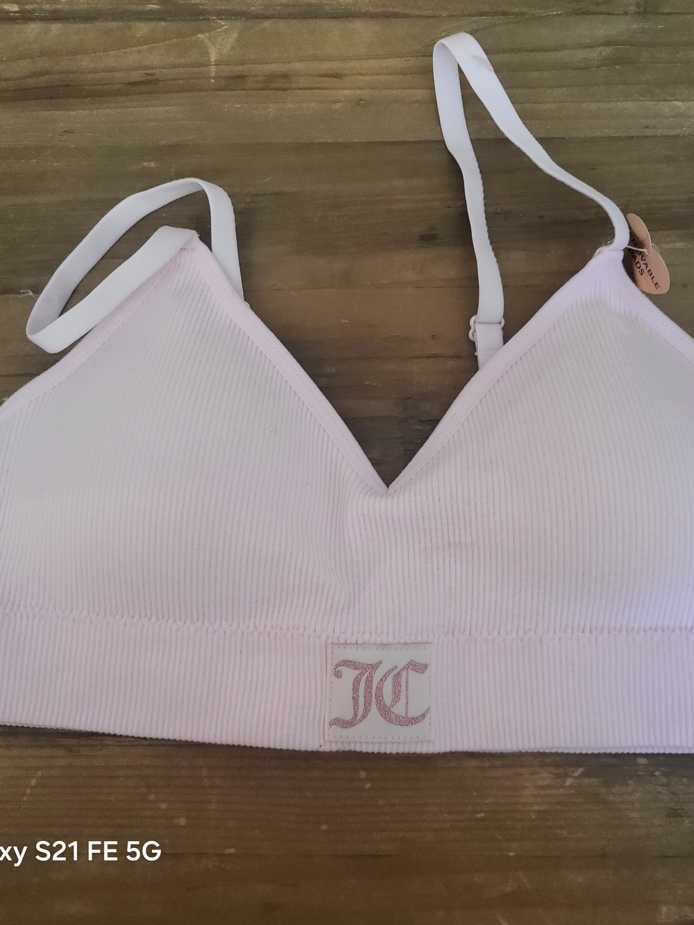 Juicy Couture Light Pink Ribbed V-Neck Bralette